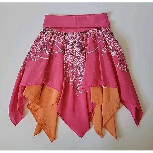 Sister Sam Hank Hem Skirt Cami Set 2 Piece Mixed Media Fairy Flowy Gypsy Party - Picture 7 of 16